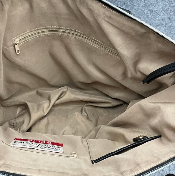 Relic Black Tan Pebbled Patchwork Faux Leather Boho Western Tote Purse - Picture 10 of 15